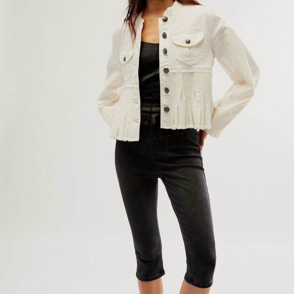 Free People White Jean Jacket